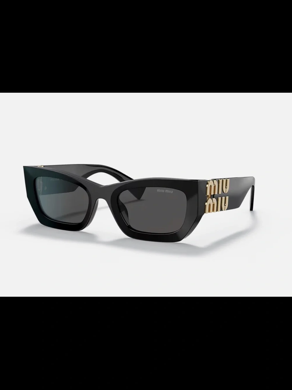 Miu Miu Black Cat-Eye Sunglasses with Gold Logo Details